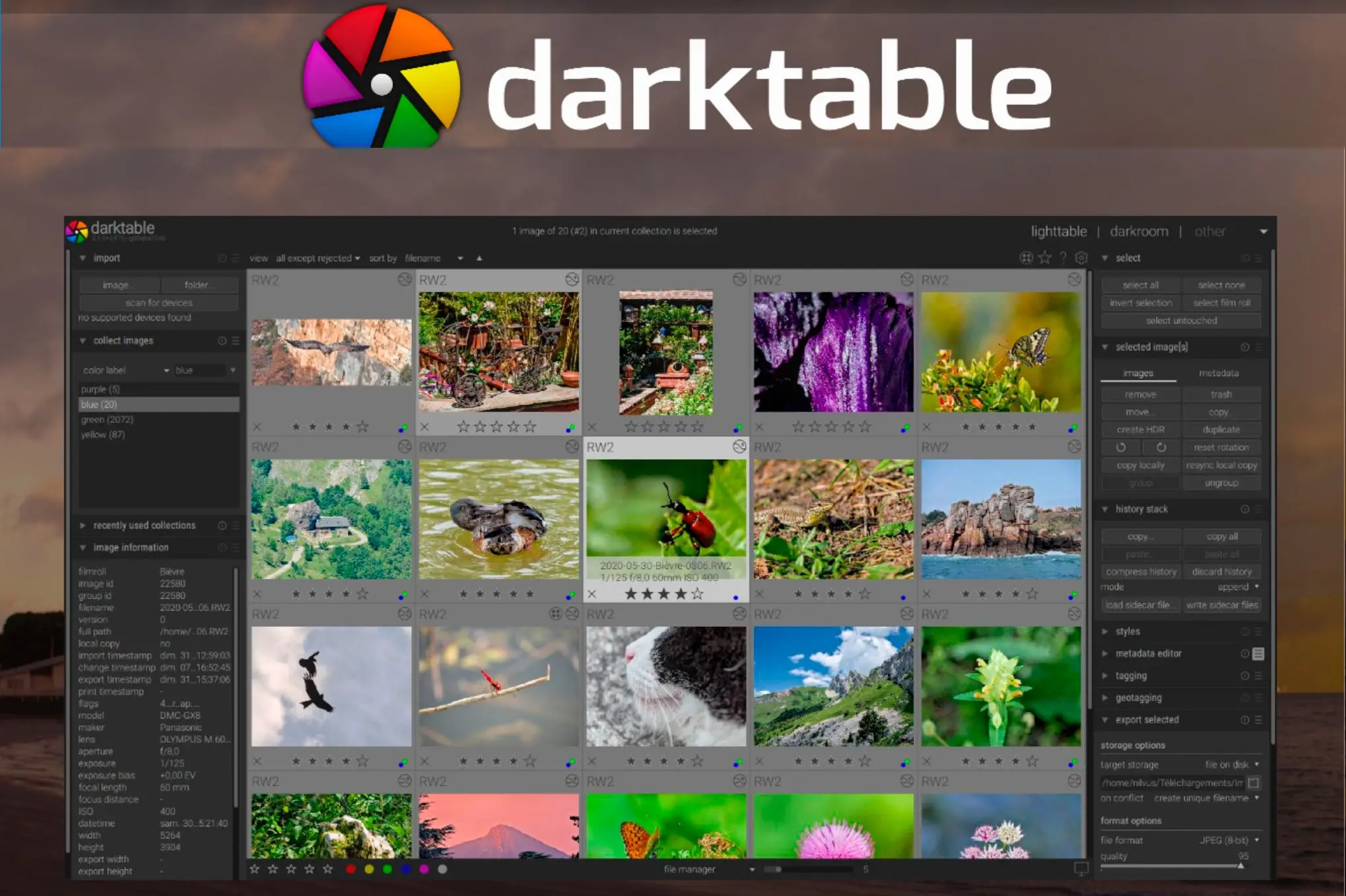 Darktable как альтернатива конвертеру изображений Canon RAW..