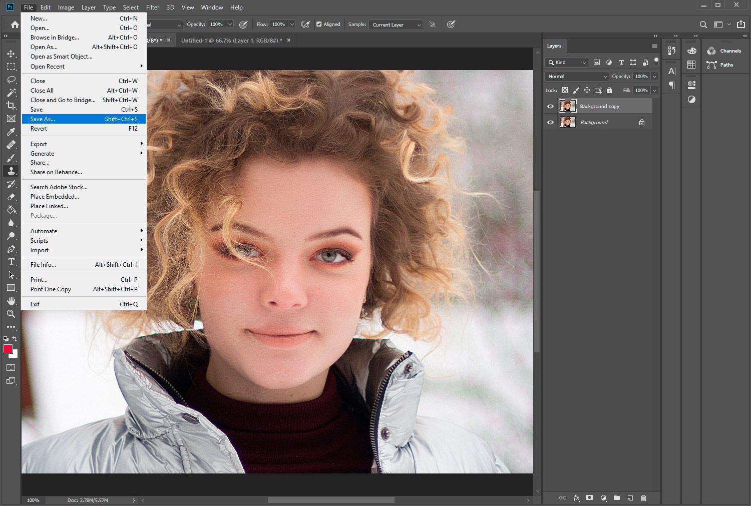 Adobe Photoshop. Сохранить как..