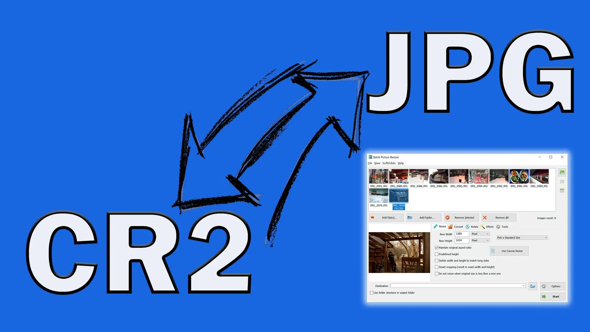 Преобразовать CR2 в JPG..