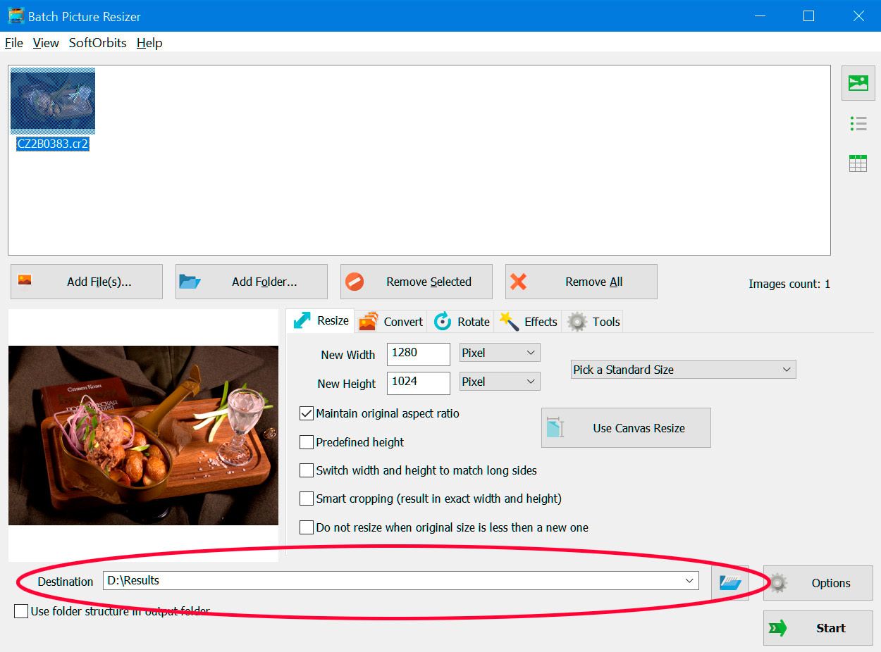 Convert cr2 to jpeg step 4. select destination folder..