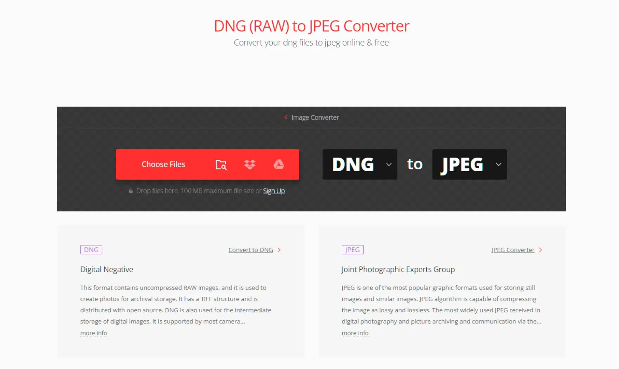 Бесплатное приложение для преобразования DNG в JPEG..