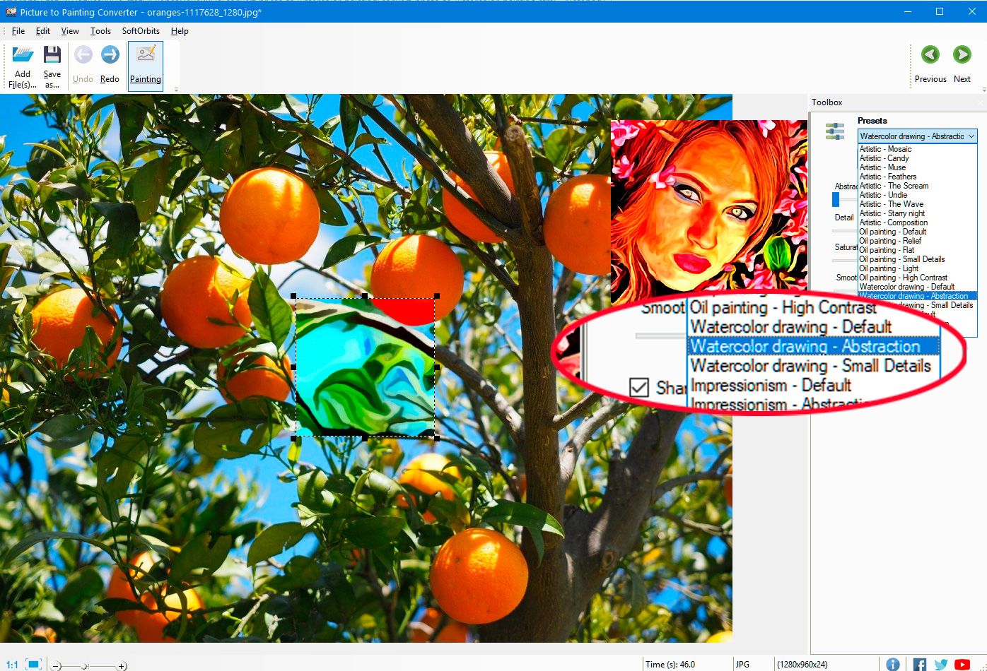 SoftOrbits Picture to Painting Converter - Снимки экрана..