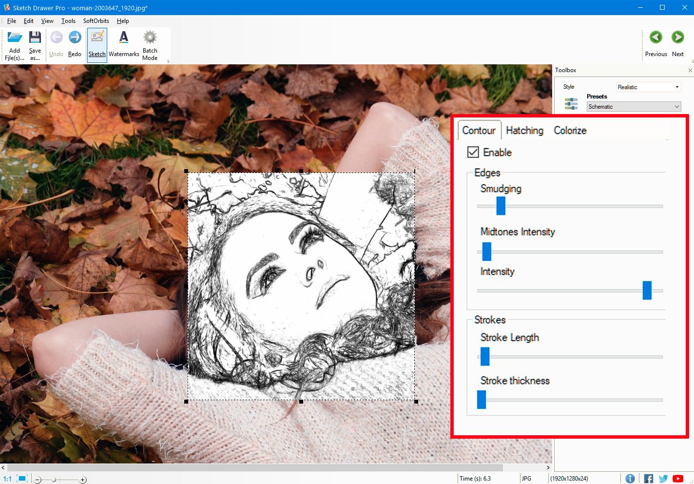 Picture to drawing converter: Настройка параметров изображения..