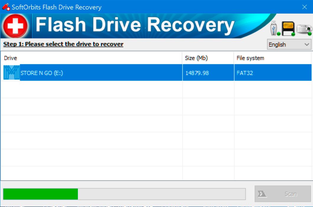 SoftOrbits Flash Drive Recovery Снимок экрана.