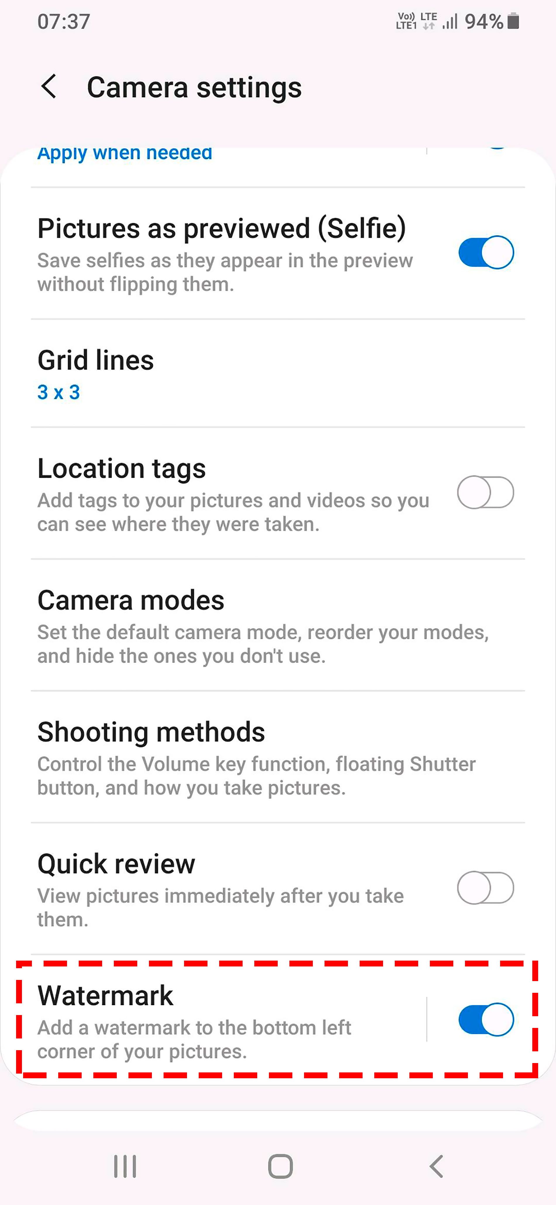 Отключение штампа даты на галактике Samsung...