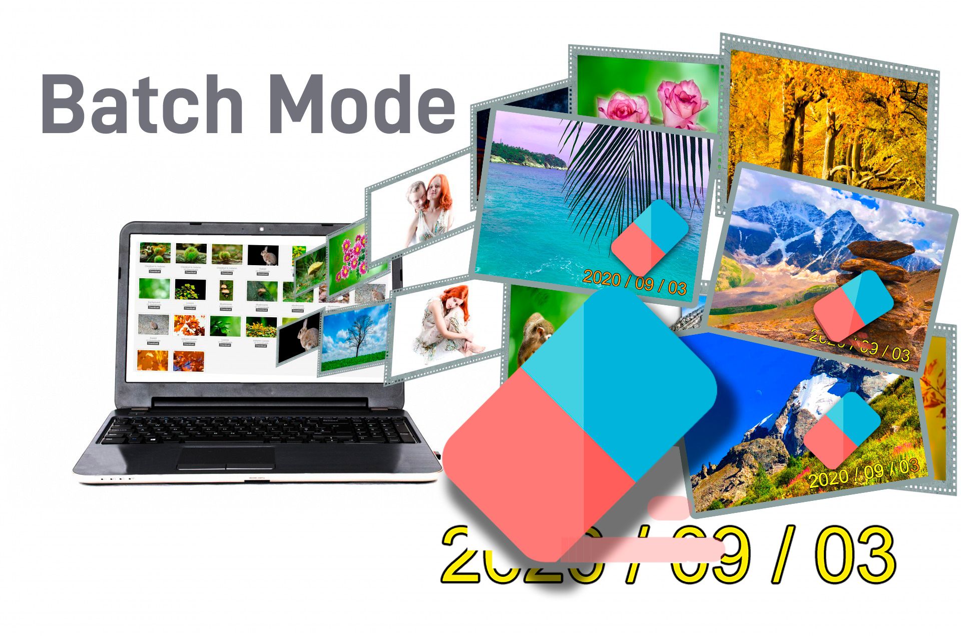 Удалить метку даты с нескольких фотографий в партии mode...