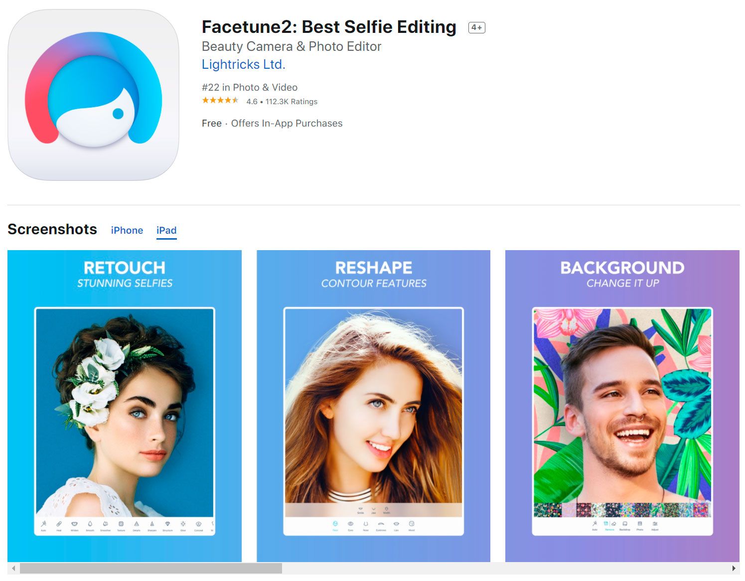 Фейстюн в AppStore..