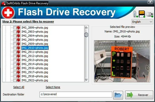 Выбор файлов для восстановления с диска SanDisk..