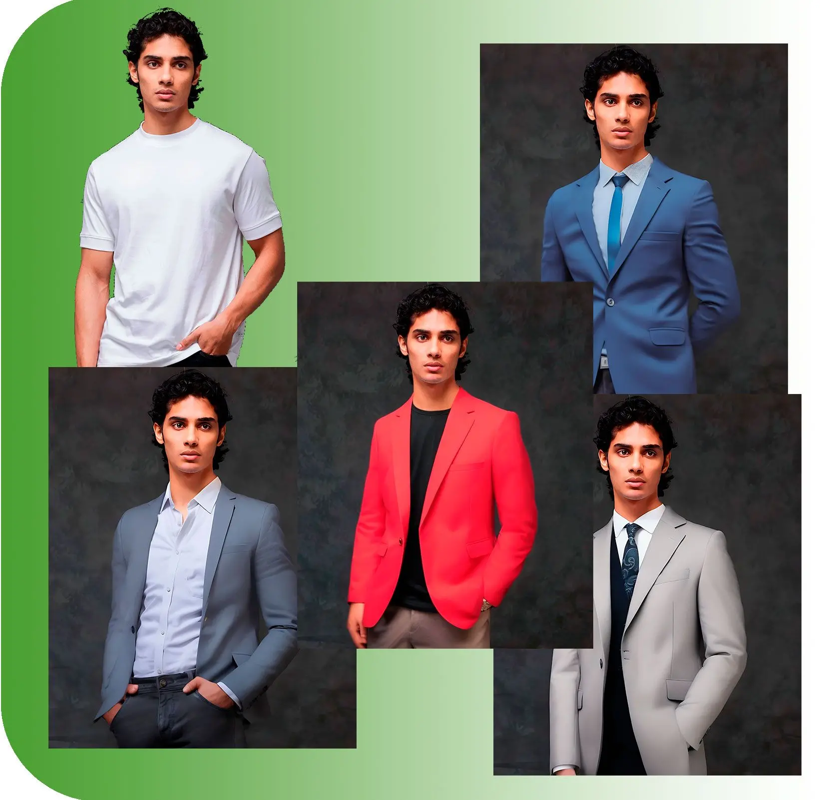 Измените одежду на фотографиях.