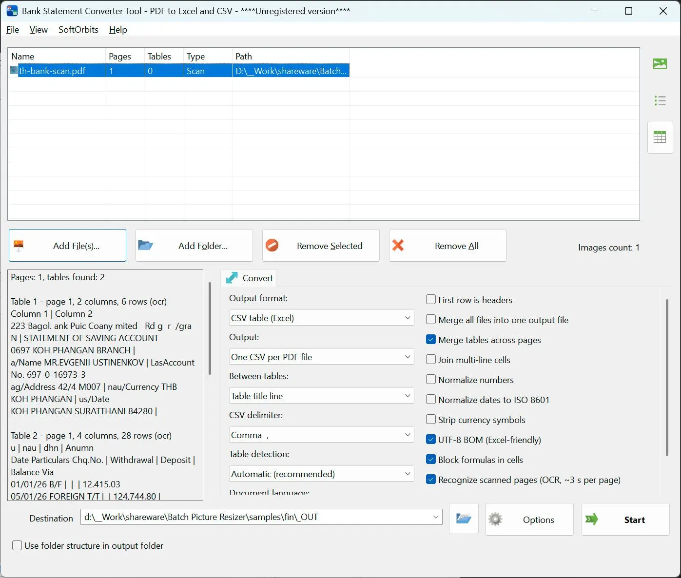 PDF to CSV Converter Скриншот.