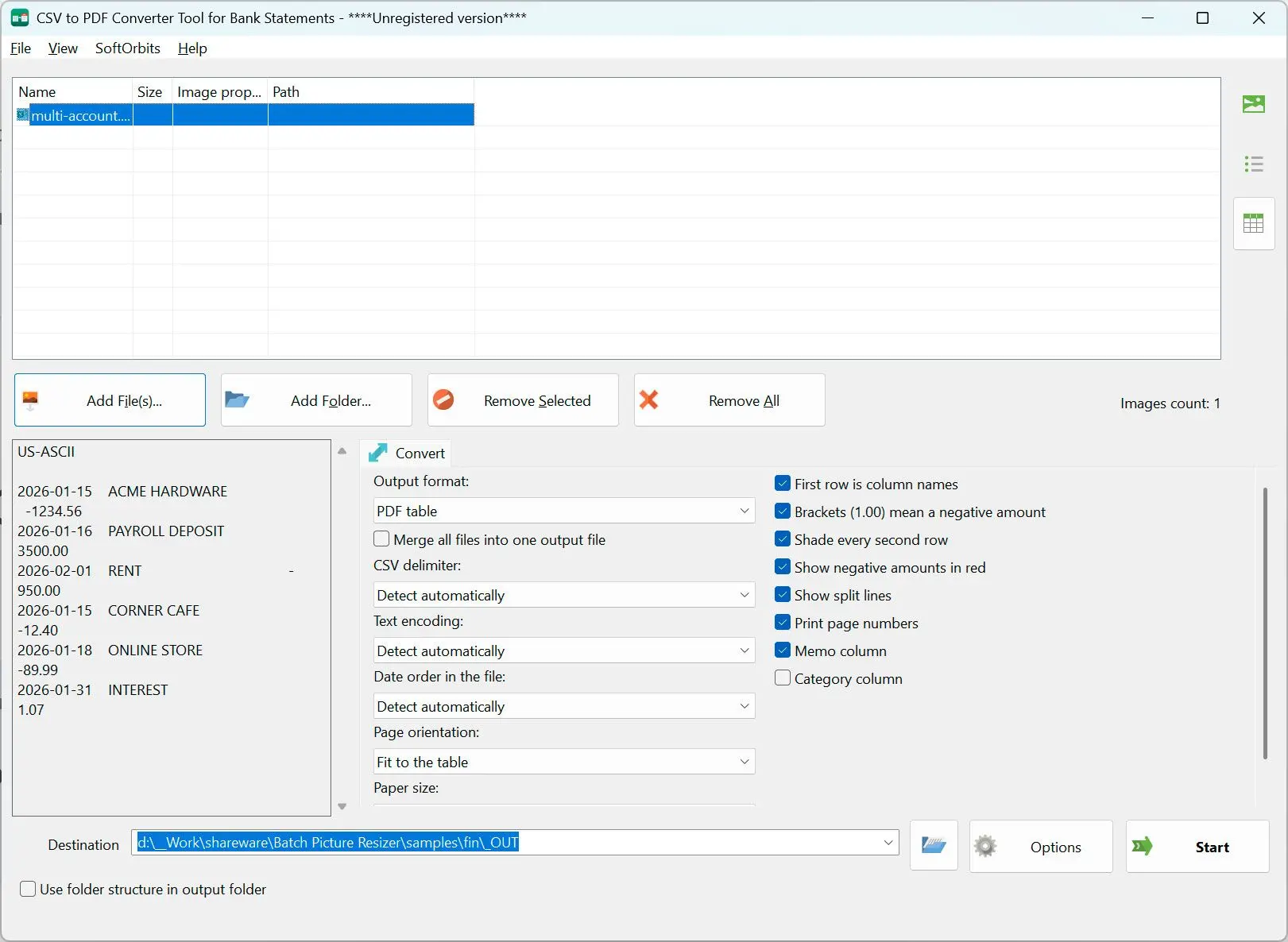 CSV to PDF Converter Скриншот.