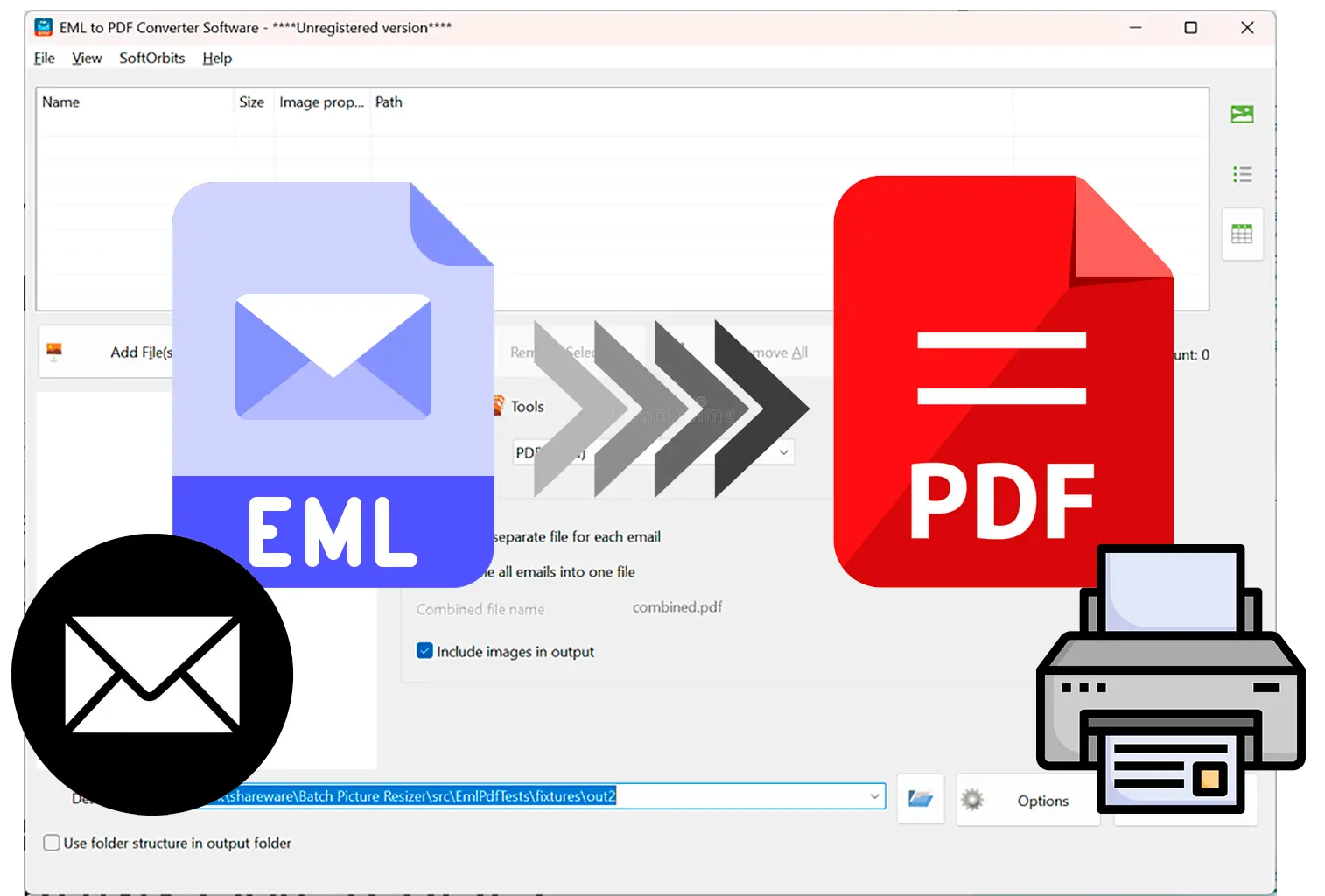 Экспорт EML в PDF или HTML для печати..