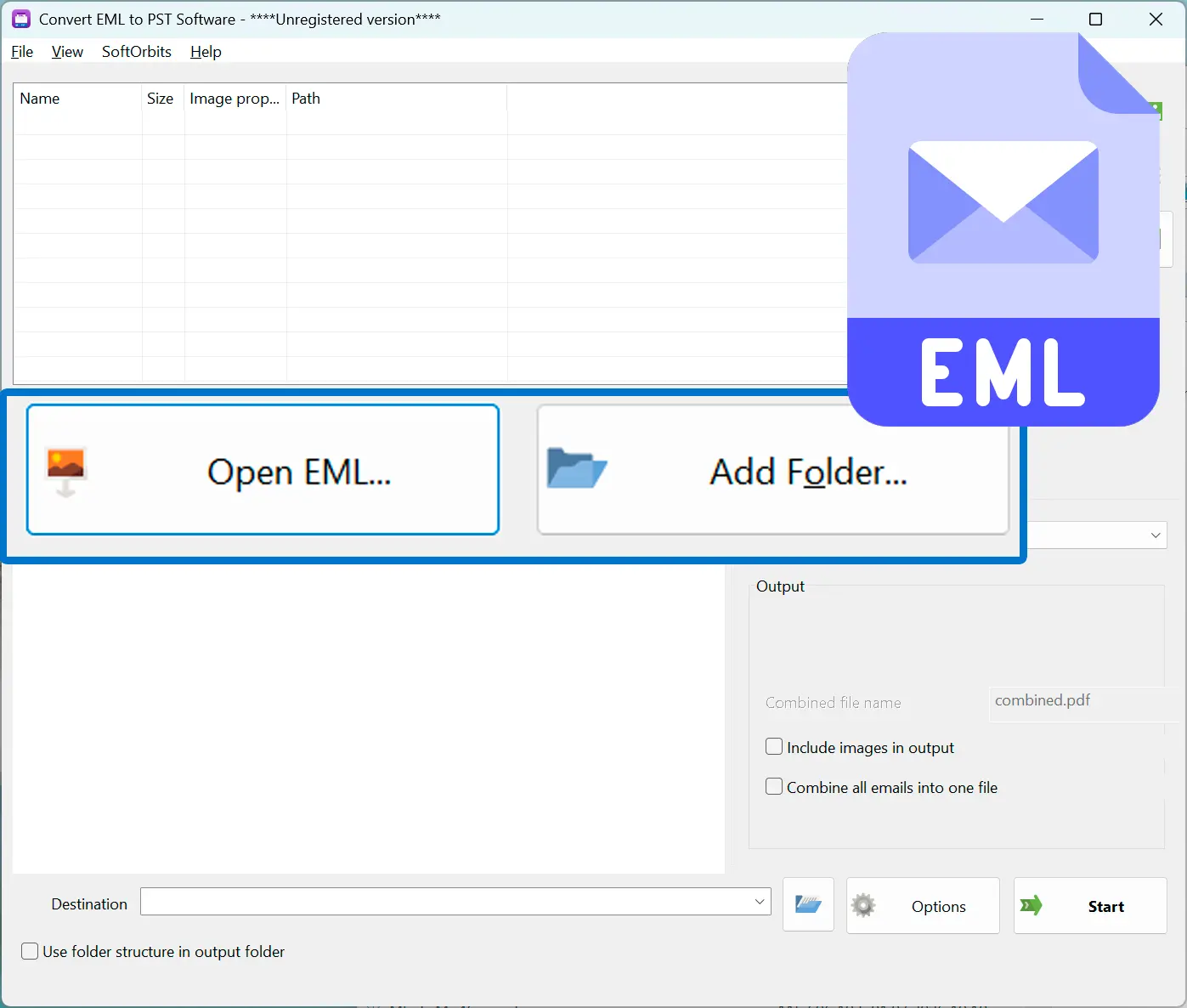Добавьте ваши EML-файлы.