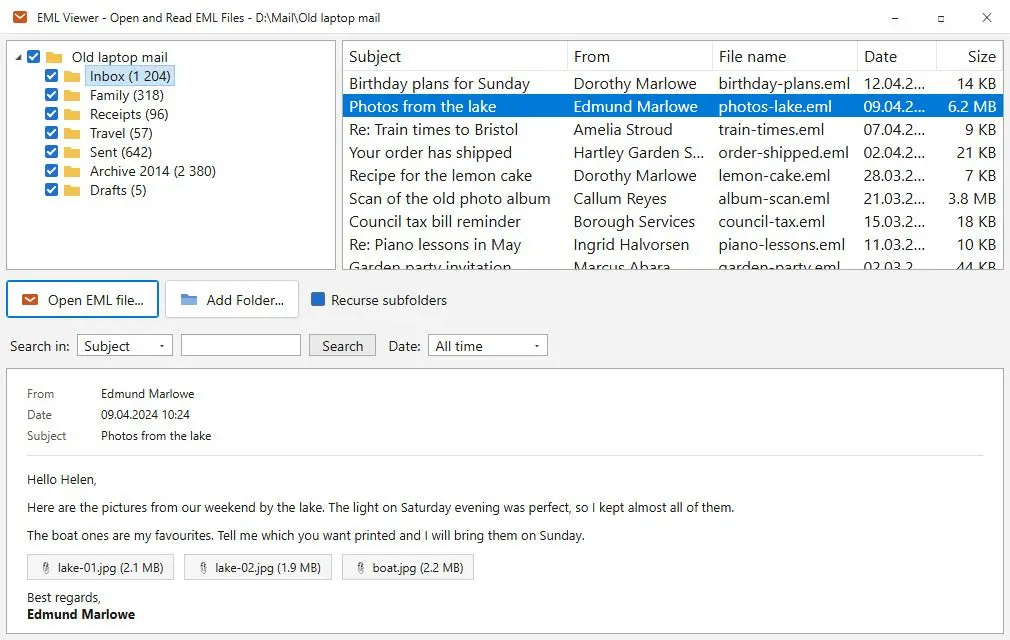 EML Viewer - Open and Read EML Files Снимок экрана.
