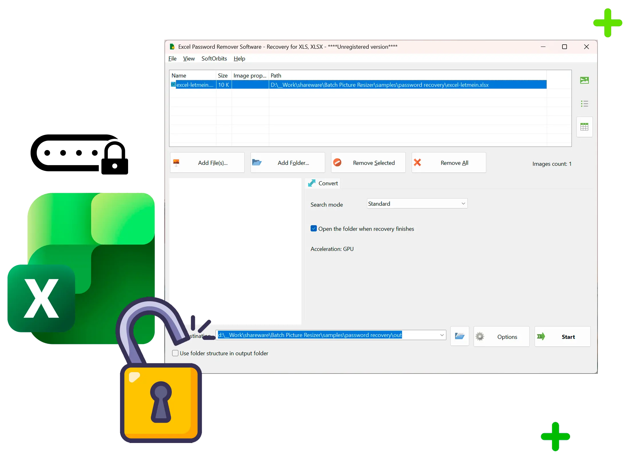 Excel Password Recovery Снимок экрана.