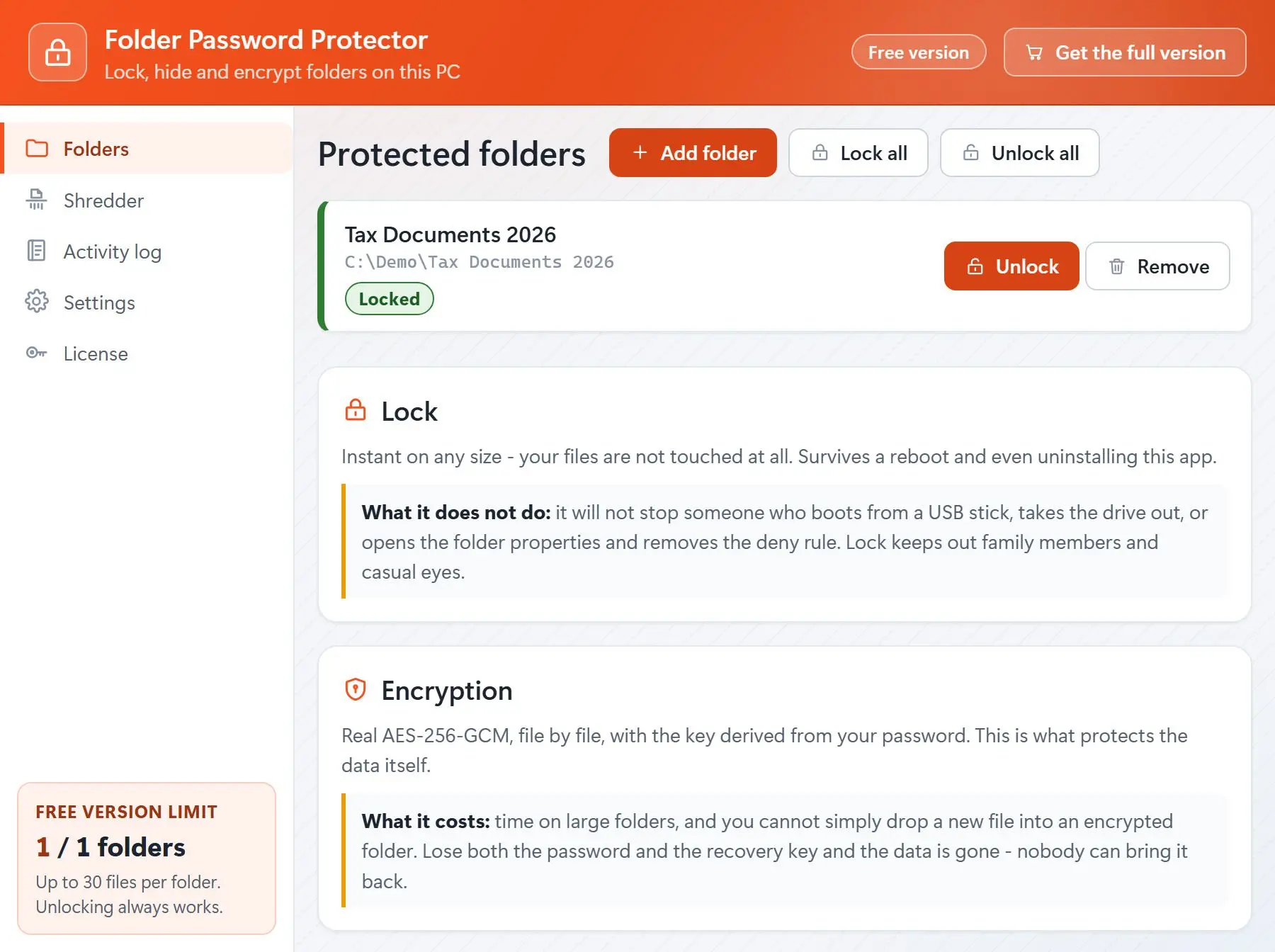 Folder Password Protector Скриншот.