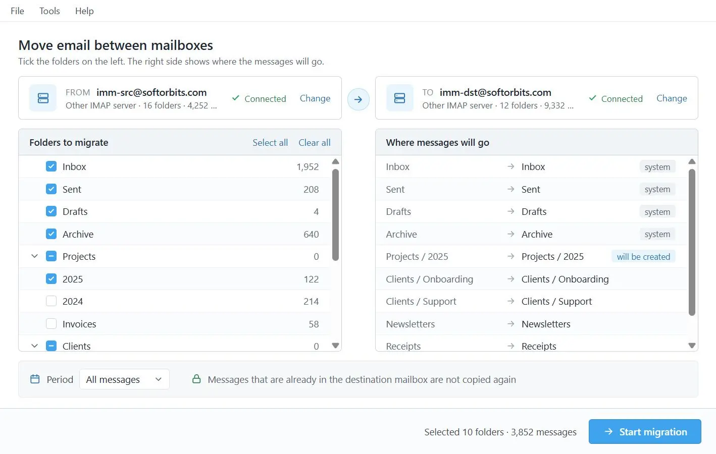 IMAP to IMAP Email Migration Tool Скриншот.