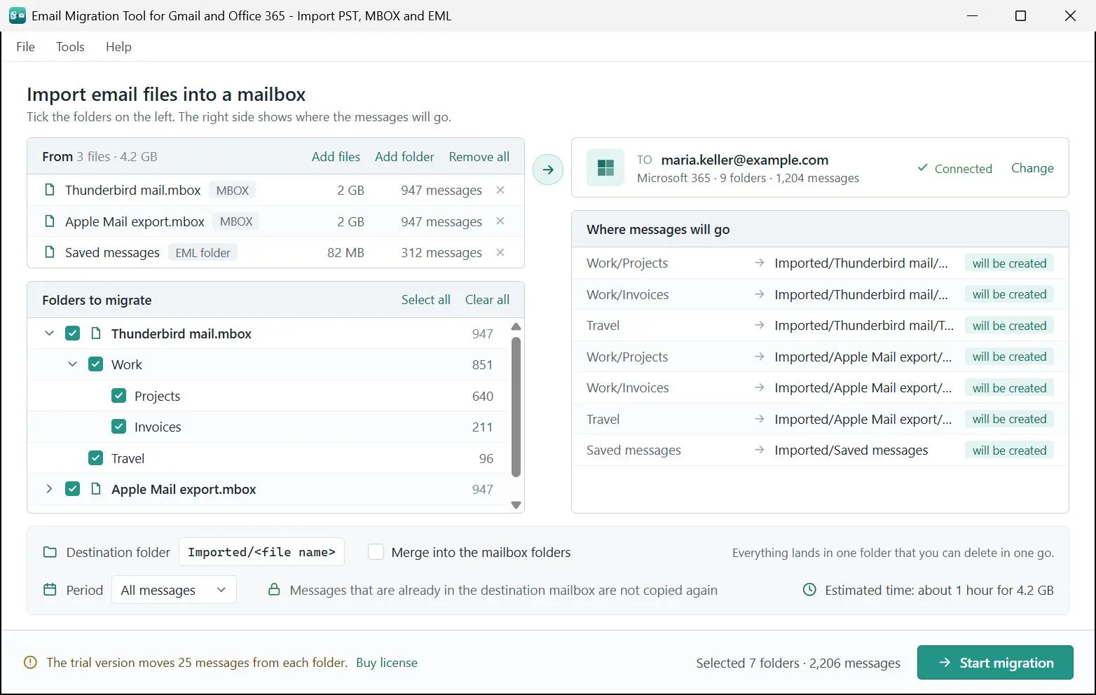 Email Migration Tool for Gmail and Office 365 - Import PST, MBOX and EML Скриншот.