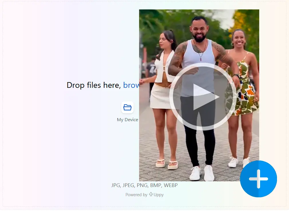 Загрузите видео движения.