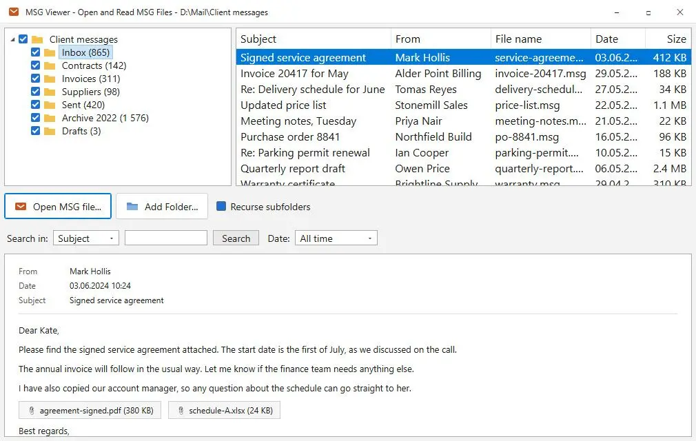 MSG Viewer - Open and Read MSG Files Снимок экрана.