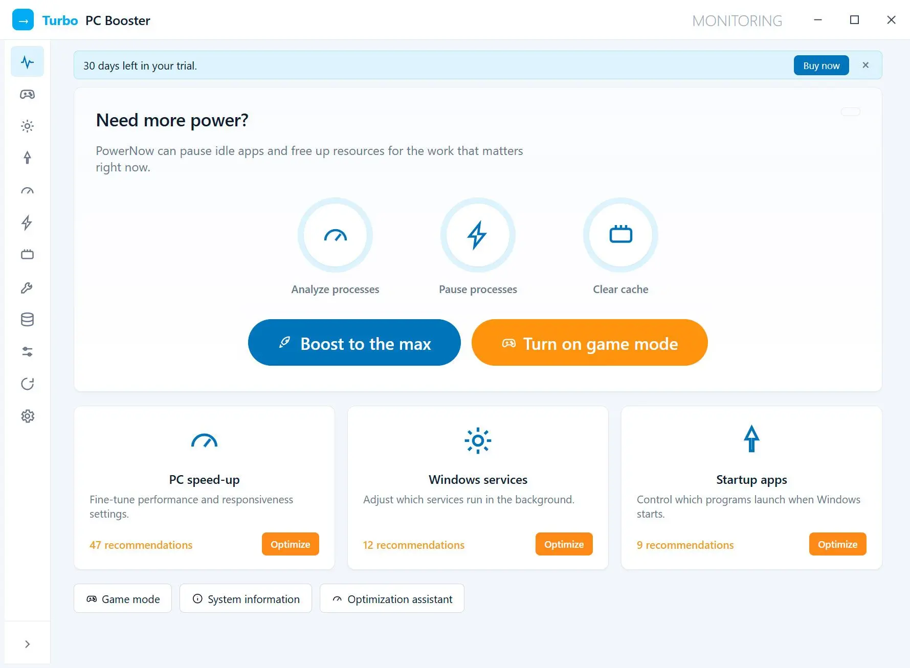 Turbo PC Optimizer Снимок экрана.