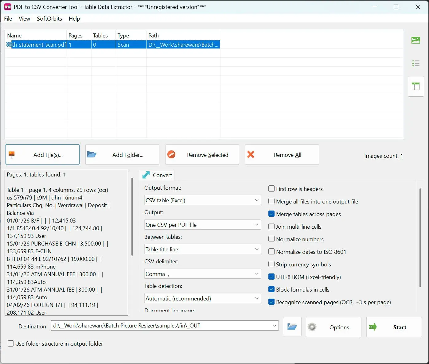 PDF to CSV Converter Скриншот.