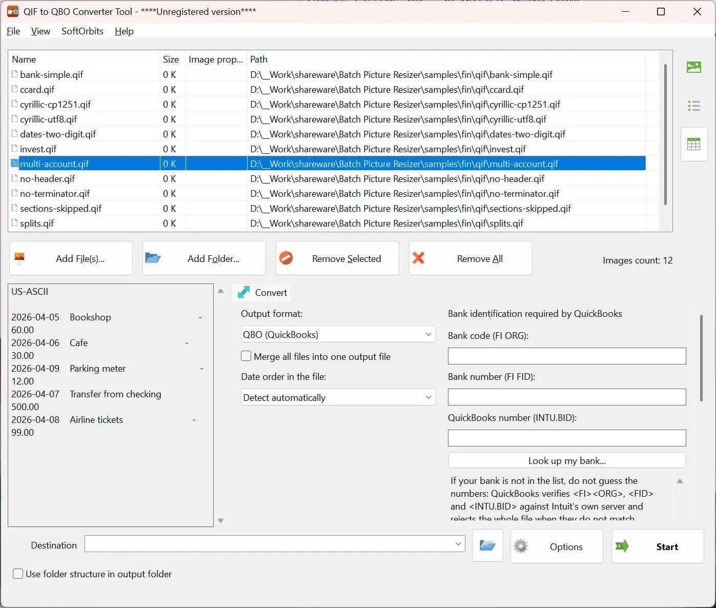 QIF to QBO Converter Скриншот.