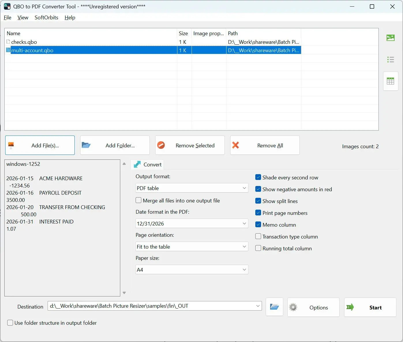QBO to PDF Converter Скриншот.