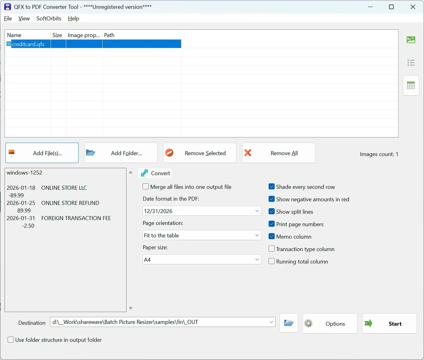 QFX to PDF Converter Скриншот.