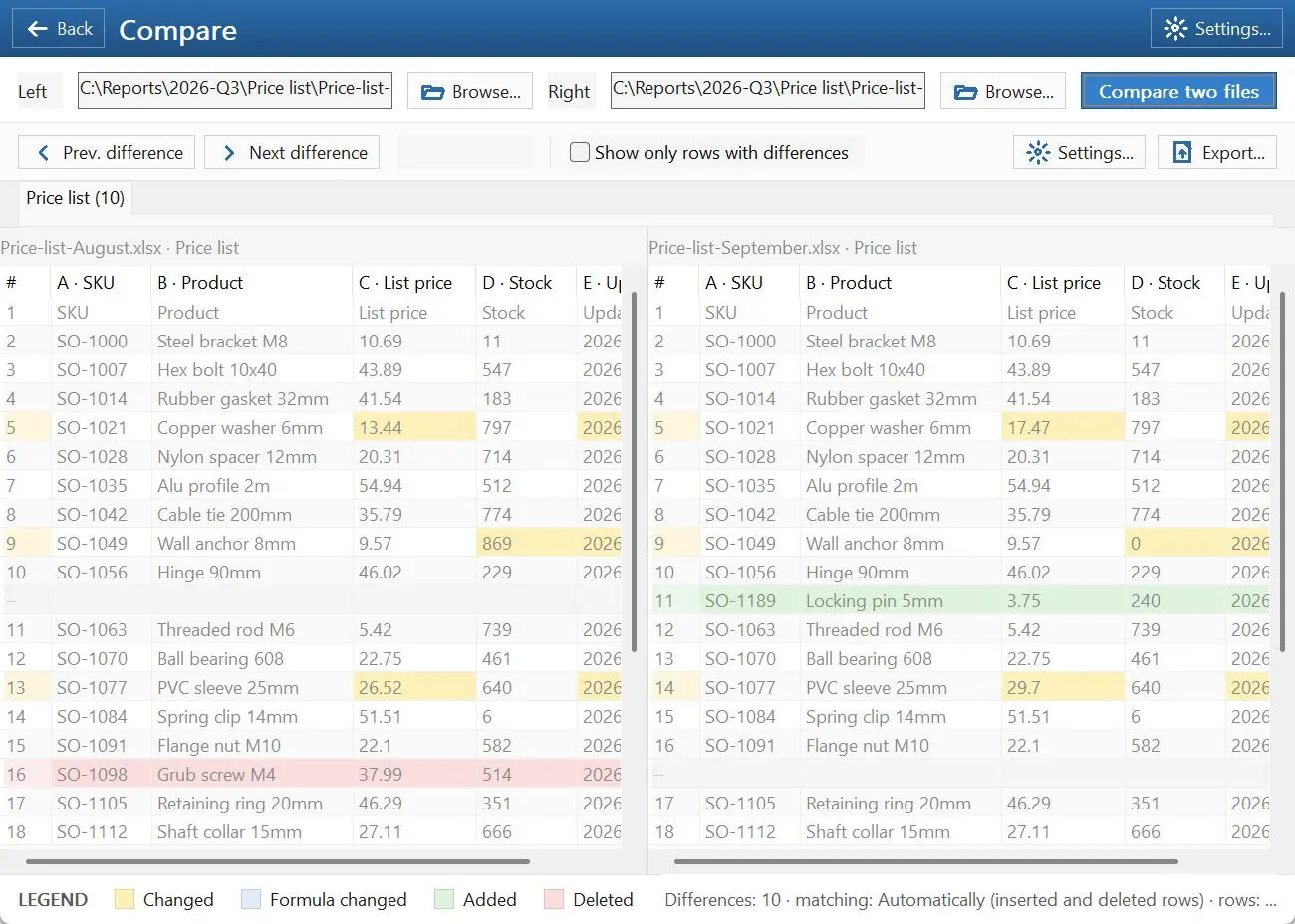 Spreadsheet Compare & Merge Tool for Excel - Combine Excel Files into One Скриншот.