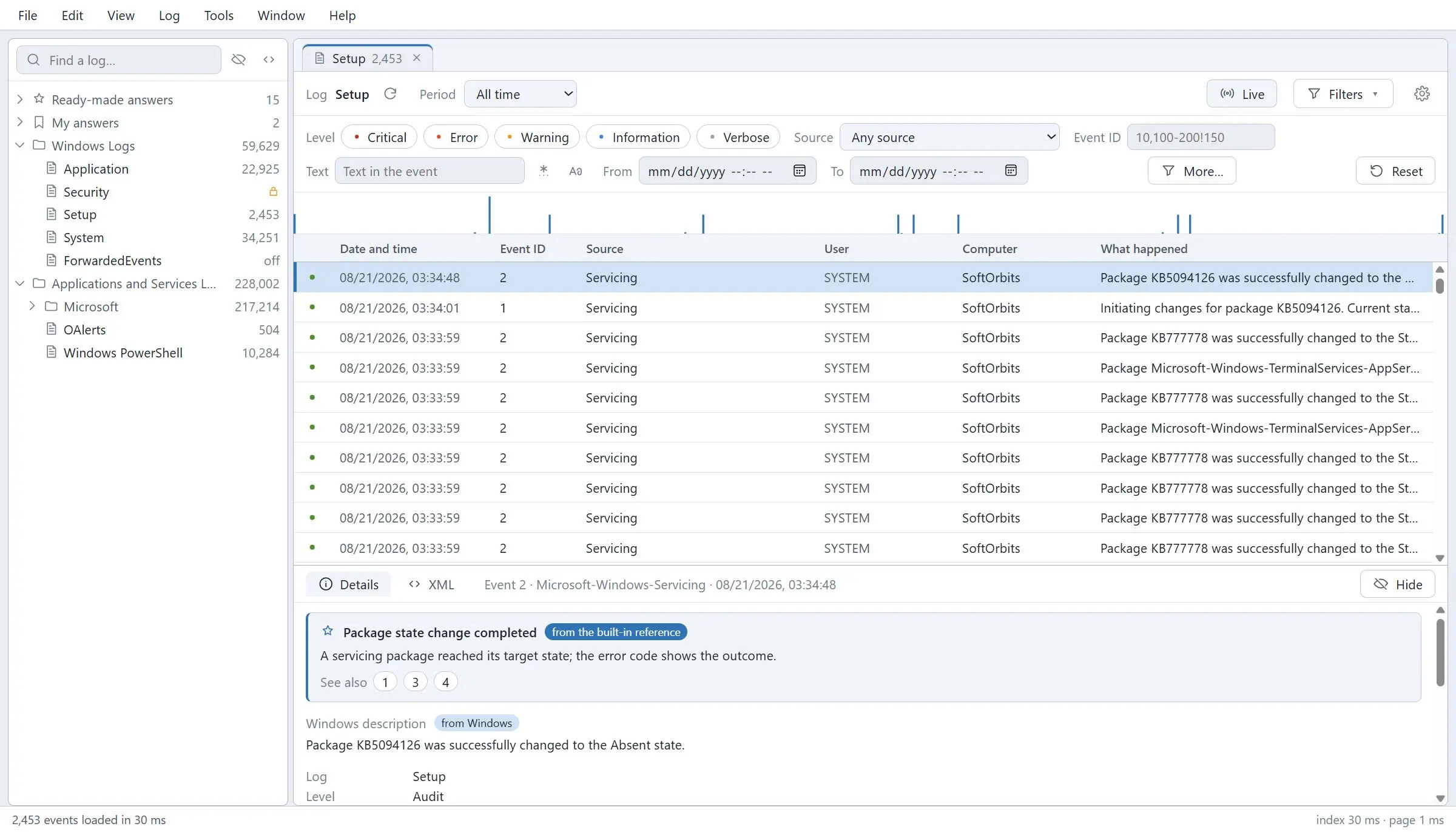 Windows Event Log Viewer Скриншот.