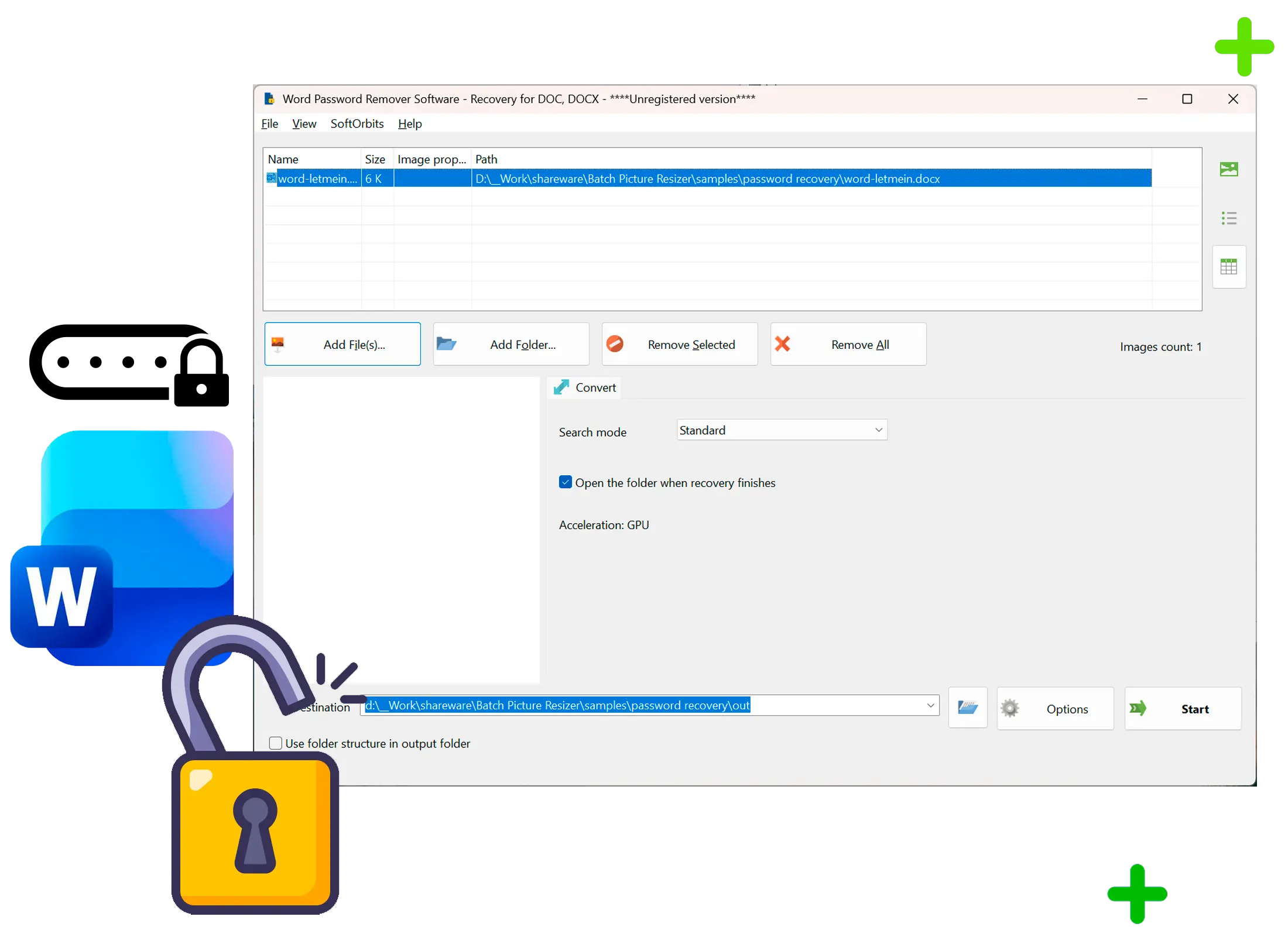 Word Password Recovery Снимок экрана.