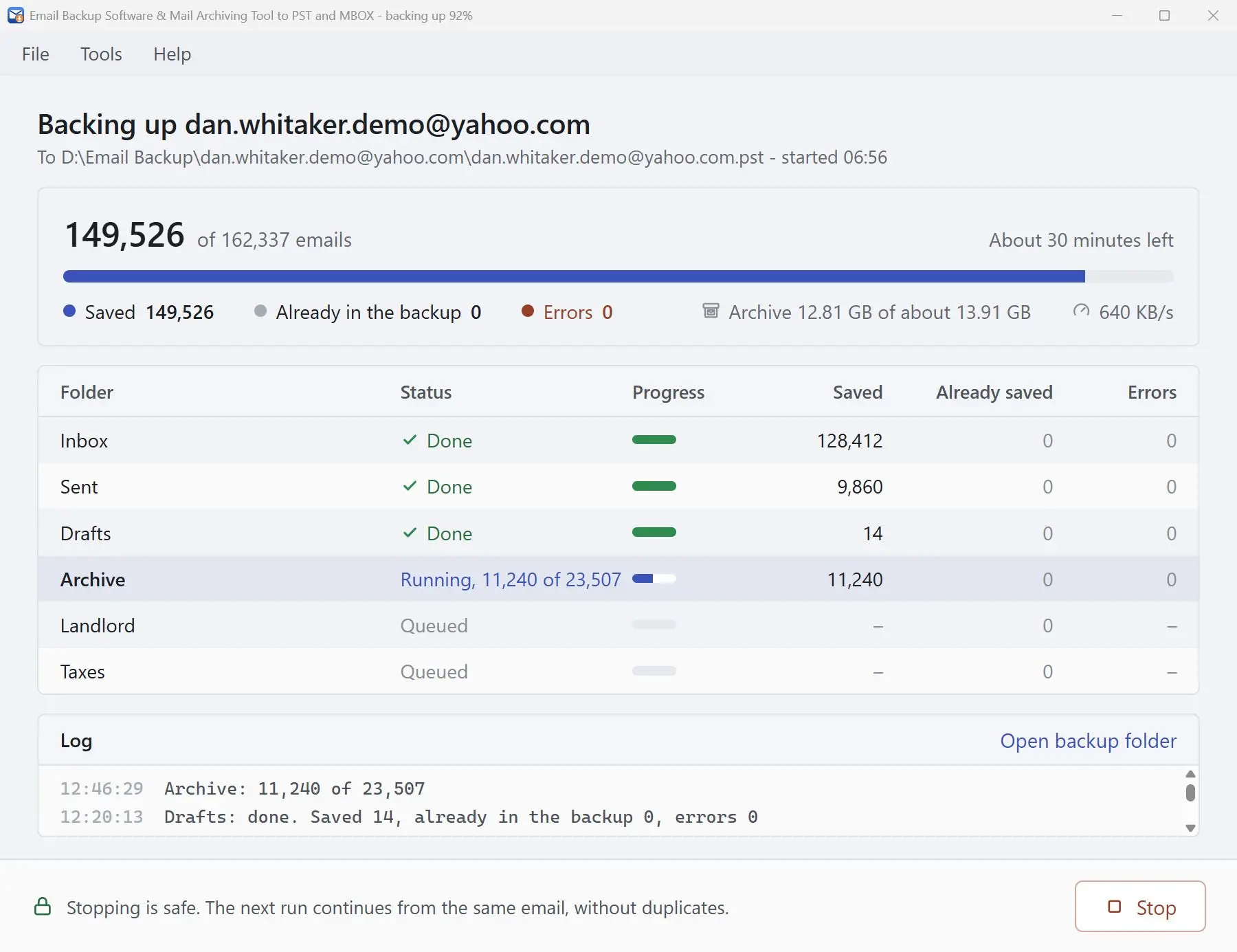 Email Backup Software & Mail Archiving Tool to PST and MBOX Скриншот.
