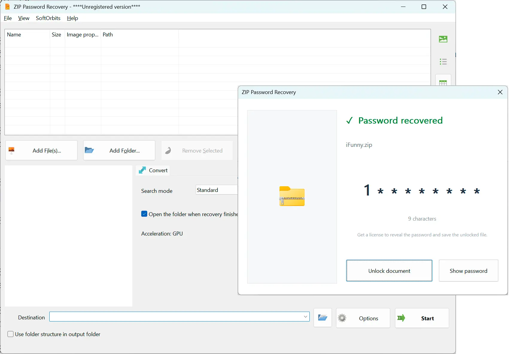 ZIP Password Recovery Скриншот.