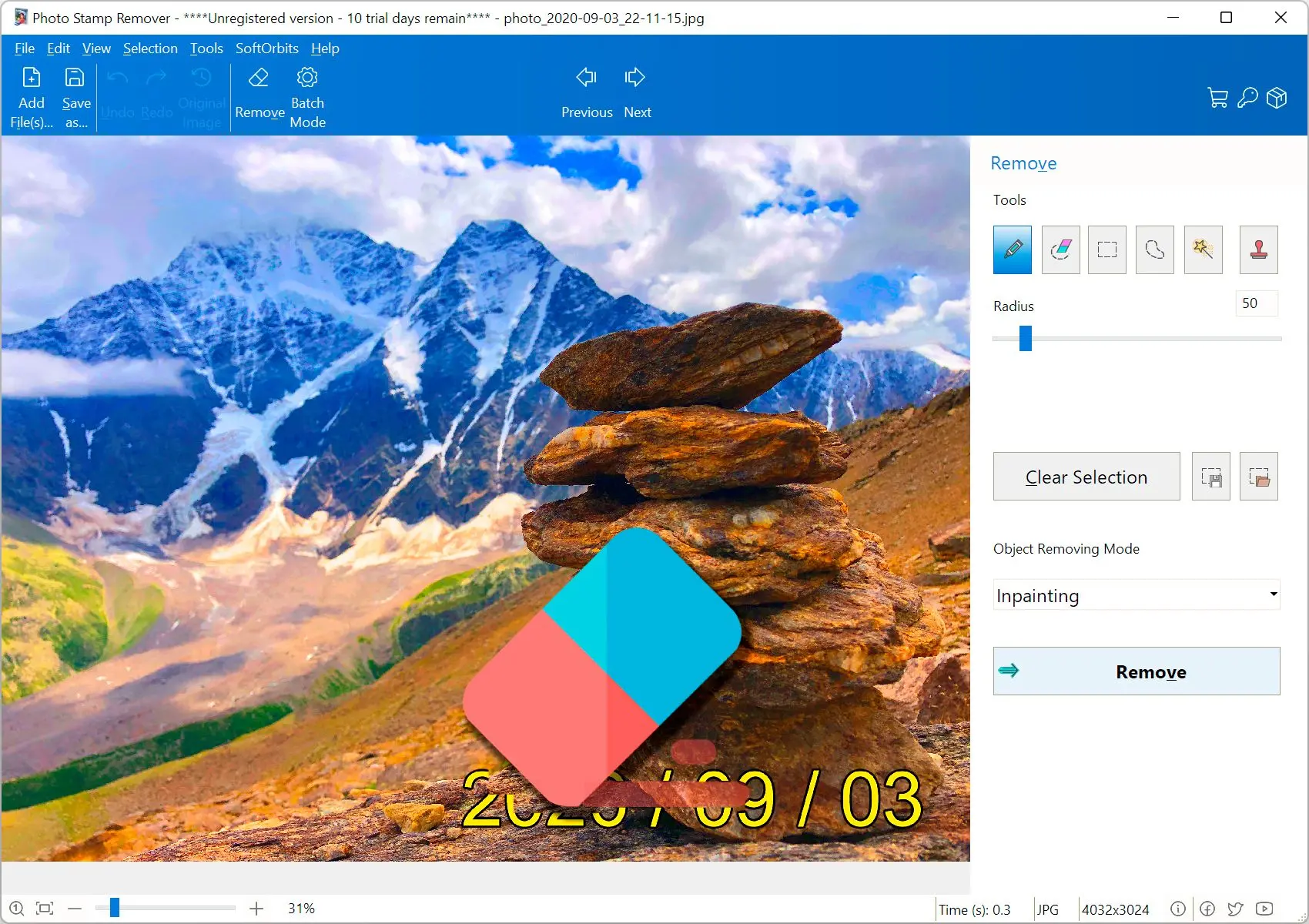Photo Stamp Remover Снимок экрана.