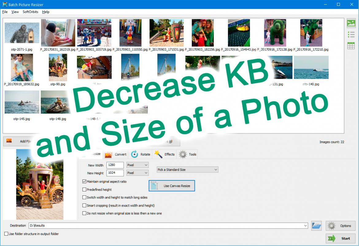 Уменьшите Kб и размер Photo...