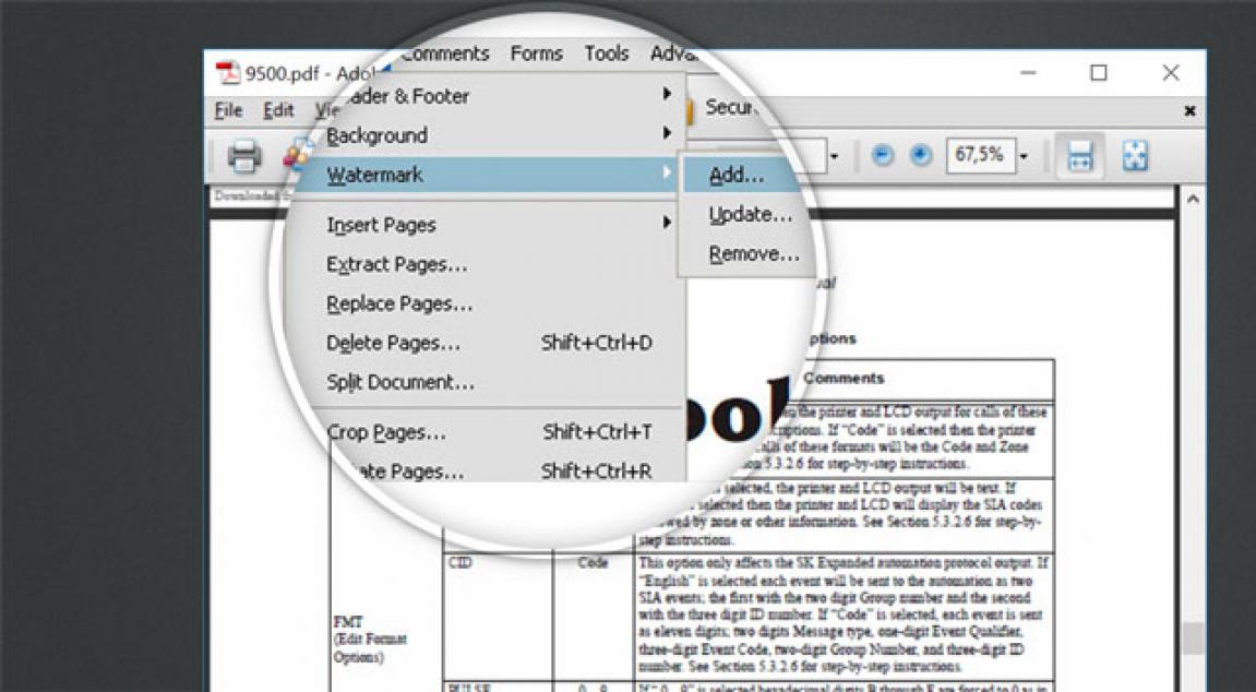 удалить водяной знак из PDF с помощью Adobe Acrobat Reader.